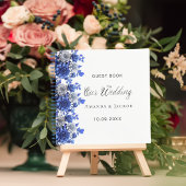 Gästebuch Hochzeit königsblaue Blumen weiß Notizblock