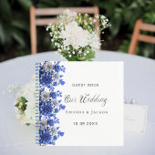 Gästebuch Hochzeit königsblaue Blumen weiß Notizblock