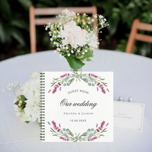 Gästebuch Hochzeit Lavendel rosa Grün Notizblock