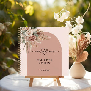 Gästebuch Hochzeit mehr Herz rosa Bogen taupe Notizblock