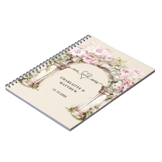 Gästebuch Hochzeit mehr Herz rosa Floralbogen Boge Notizblock (Linke Seite)