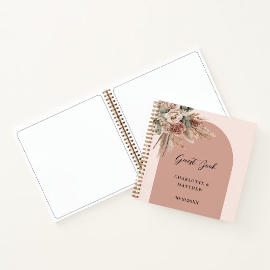 Gästebuch Hochzeit Rosa Bogen Taupe Rose Notizblock (Innenseite)
