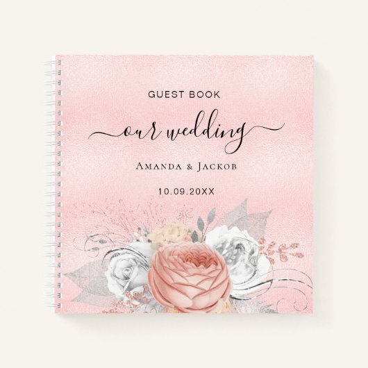 Gästebuch Hochzeit rosa Rosa Gold Notizblock (Vorderseite)
