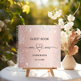 Gästebuch Hochzeit Rose Gold Silber Glitzer Herz Notizblock