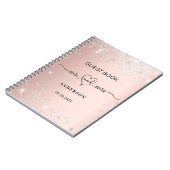 Gästebuch Hochzeit Rose Gold Silber Glitzer Herz Notizblock (Linke Seite)