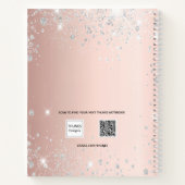 Gästebuch Hochzeit Rose Gold Silber Glitzer Herz Notizblock (Rückseite)
