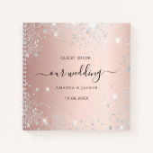 Gästebuch Hochzeit Rose Gold silber Glitzern Notizblock (Vorderseite)