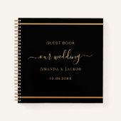 Gästebuch Hochzeit schwarz Gold elegant Notizblock (Vorderseite)