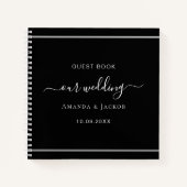 Gästebuch Hochzeit Schwarz-weiß elegant Notizblock (Vorderseite)
