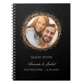 Gästebuch Hochzeit schwarze Rose Gold Foto Budget Notizblock (Vorderseite)