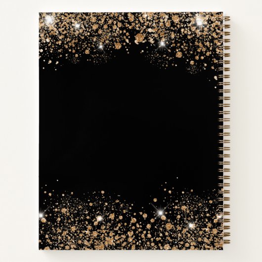 Gästebuch Hochzeit Schwarzer Glitzer Notizblock (Rückseite)