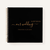 Gästebuch Hochzeit schwarzer Goldname Notizblock (Vorderseite)