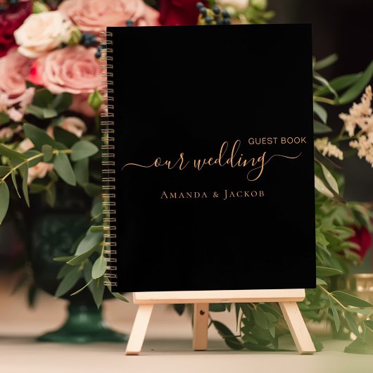 Gästebuch Hochzeit schwarzer Goldname Notizblock