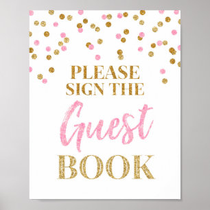 Gästebuch Hochzeit Sign Gold Pink Confetti