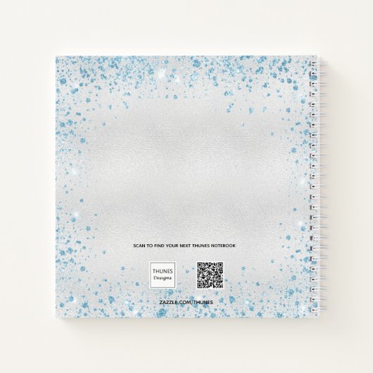 Gästebuch Hochzeit Silberblauer Glitzer Notizblock (Rückseite)