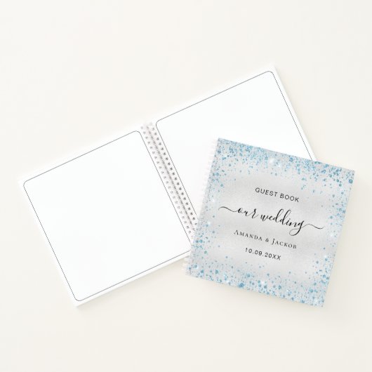 Gästebuch Hochzeit Silberblauer Glitzer Notizblock (Innenseite)