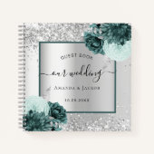 Gästebuch Hochzeit silberne grüne Flora Notizblock (Vorderseite)