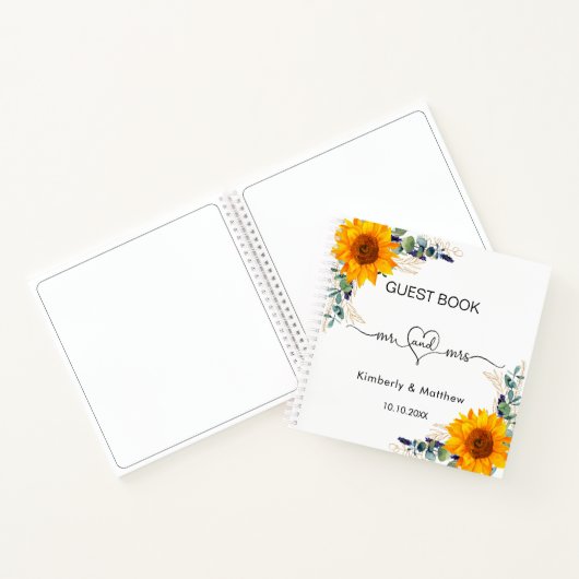 Gästebuch Hochzeit Sonnenblumen Eukalyptus mr mrs Notizblock (Innenseite)