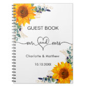 Gästebuch Hochzeit Sonnenblumen Eukalyptus mr mrs Notizblock (Vorderseite)