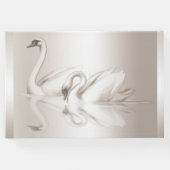 Gästebuch Hochzeit Swans Damask Cream White (Rückseite)