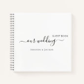 Gästebuch Hochzeit weiße schwarze Namen modern Notizblock (Vorderseite)