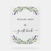 Gästebuch Hochzeitlavender eucalyptus grün Acrylschild (Vorderseite)