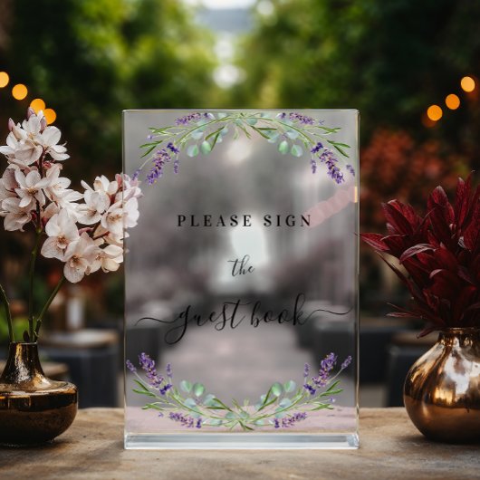 Gästebuch Hochzeitlavender eucalyptus grün Acrylschild