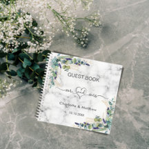 Gästebuch Hochzeitmarmor eucalyptus mr mrs