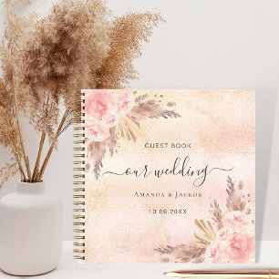 Gästebuch Hochzeitpampas-Rose Notizblock