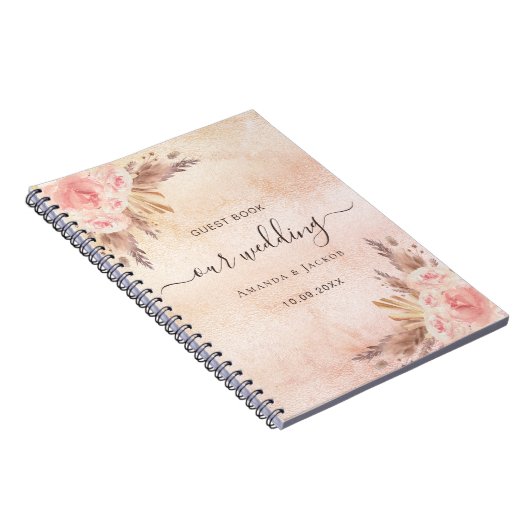 Gästebuch Hochzeitpampas-Rose Notizblock (Rechte Seite)