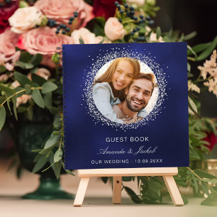 Gästebuch Hochzeitsnacht blaue silberne Glitzer Fo Notizblock