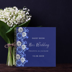 Gästebuch Hochzeitsnacht blauen Blumen Notizblock