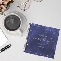 Gästebuch Hochzeitsnacht blauer Glitzer Staub