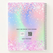 Gästebuch holografisch rosa lila Quinceanera Notizblock (Rückseite)