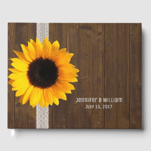 Gästebuch Holz und Sonnenblumen (Vorderseite)