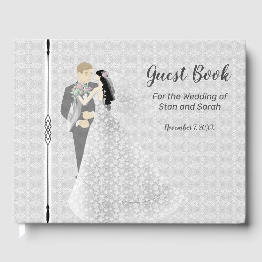 Gästebuch Illustriert Bride & Groom (Vorderseite)