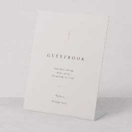Gästebuch im minimalistischen christlichen Kreuz-D Sockelschild
