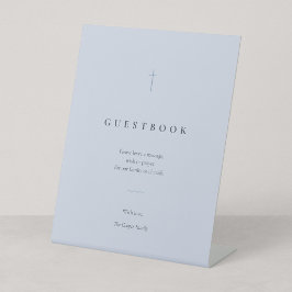 Gästebuch im minimalistischen christlichen Kreuzde Sockelschild