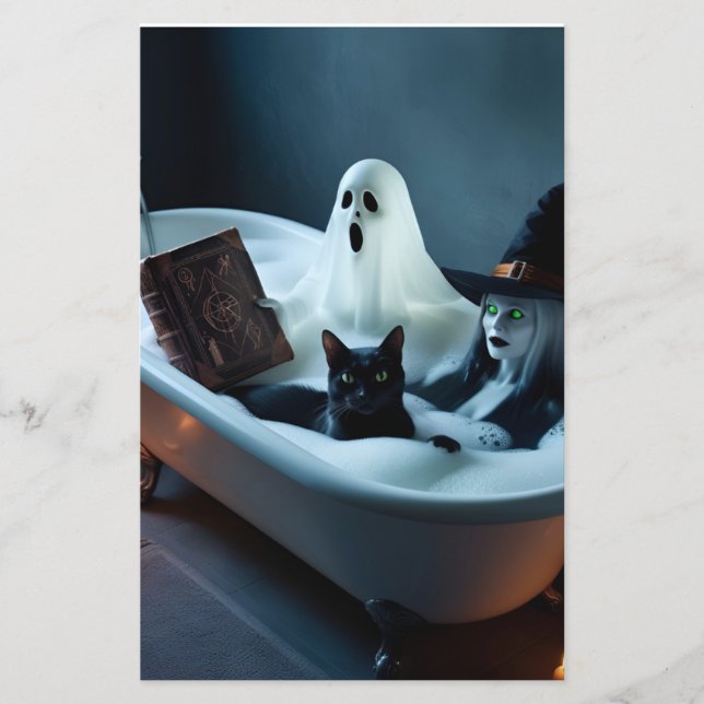 Gästebuch in Badewanne und schwarze Katze in Bubbl (Vorderseite)