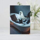Gästebuch in Badewanne und schwarze Katze in Bubbl Save The Date (Stehend Vorderseite)