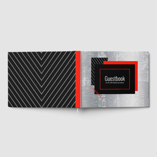 Gästebuch in Rot, Schwarz und Grau (Voll)