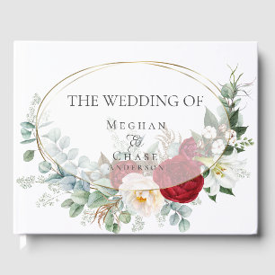 Gästebuch Ivory Burgundy Peony Floral