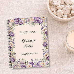 Gästebuch lavendel champagner floral hochzeit notizblock