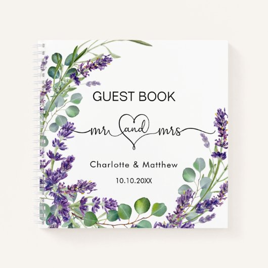 Gästebuch lavender eucalyptus mr mrs wedding notizblock (Vorderseite)