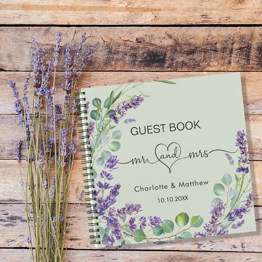 Gästebuch lavender sage green mr mrs wedding notizblock