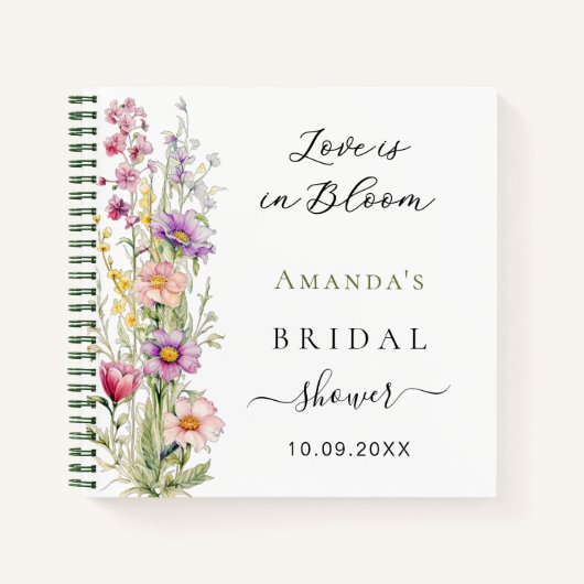 Gästebuch-Liebe in blütenrosa lila Brautparty Notizblock (Vorderseite)