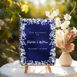 Gästebuch marineblaue Schneeflocken Hochzeit Notizblock