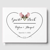 Gästebuch mit 2 rosa Rosen und Herz (Vorderseite)