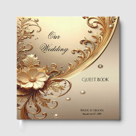 Gästebuch mit goldenem, verziertem Blumenmuster