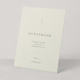 Gästebuch mit minimalistischer christlicher Kreuz- Sockelschild